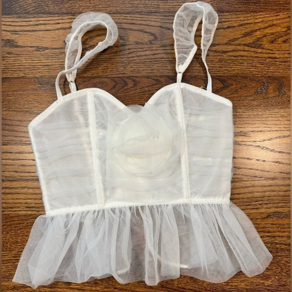 Urban Outfitters Out From Under Roseabel Tulle Rosette Corset Size Small